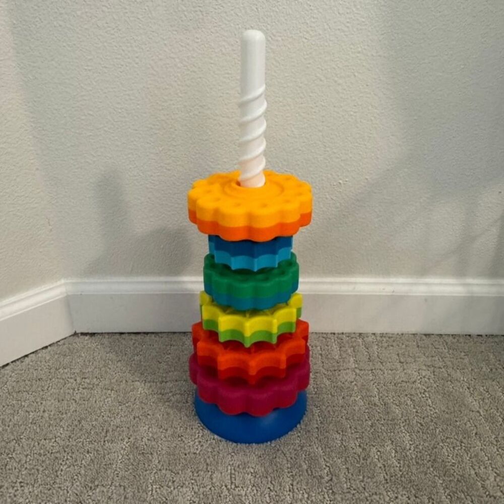 Fat Brain Toys SpinAgain Stacking Toy Kids Sensory Spinning Gears Toddler Toy